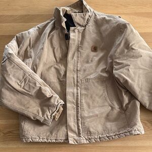 Carhartt Men’s Beige/Tan Insulated Canvas Puffer Jacket